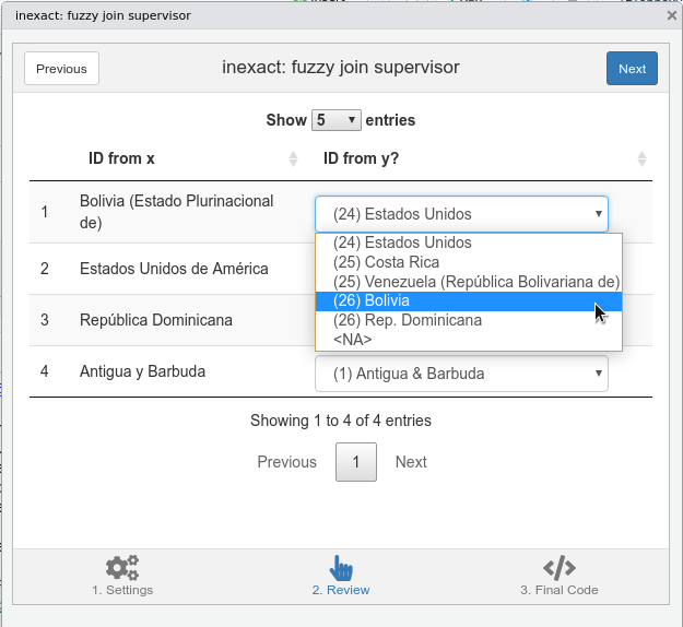 Segundo panel de inexact, donde supervisamos los pares por defecto.