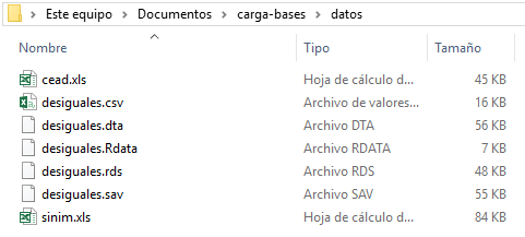  Subcarpeta con archivos de datos.