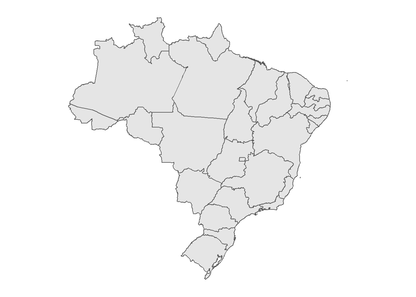  Mapa de los estados brasileños excepto el Distrito Estatal de Fernando de Noronha