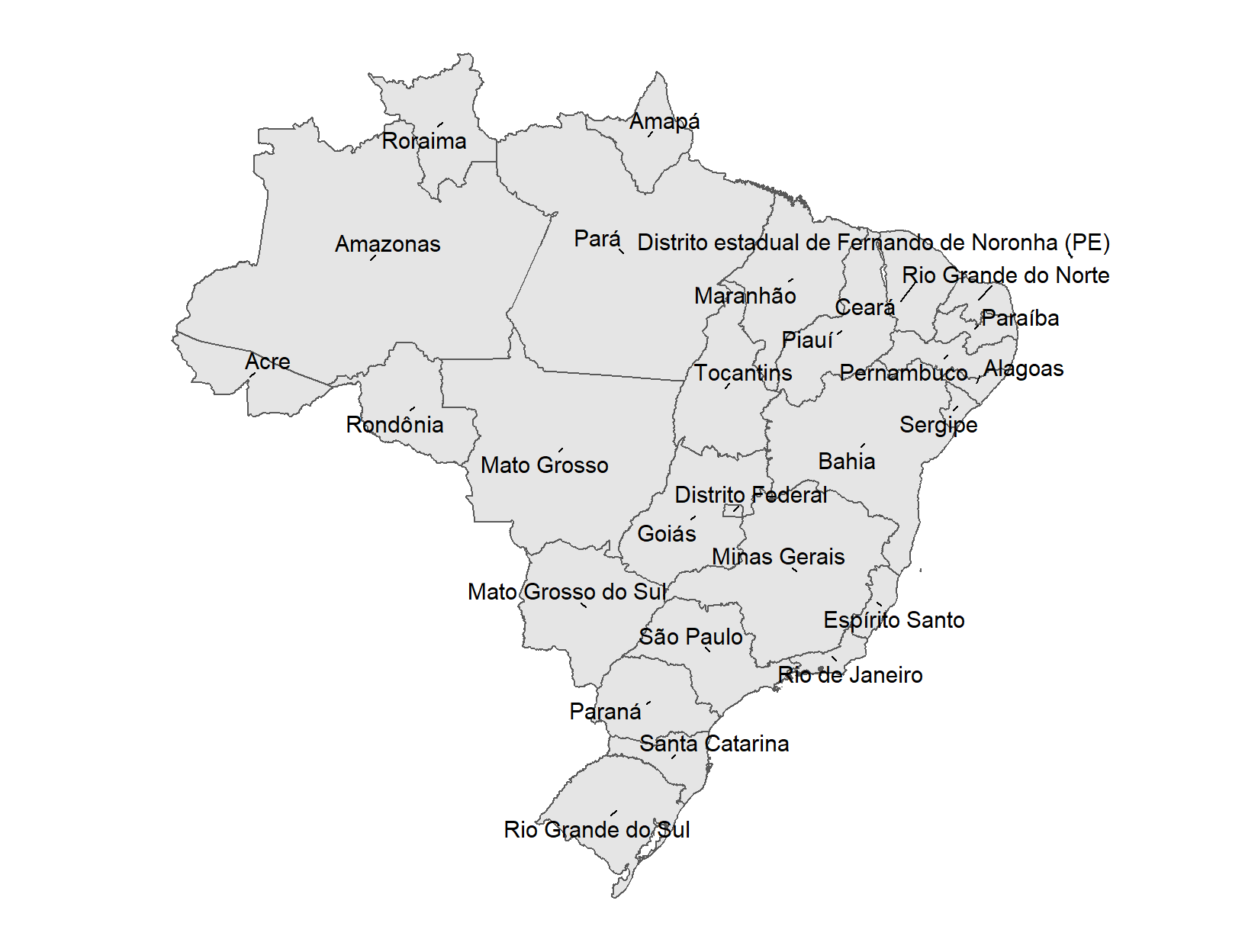 Mapa de Brasil con los nombres de sus estados