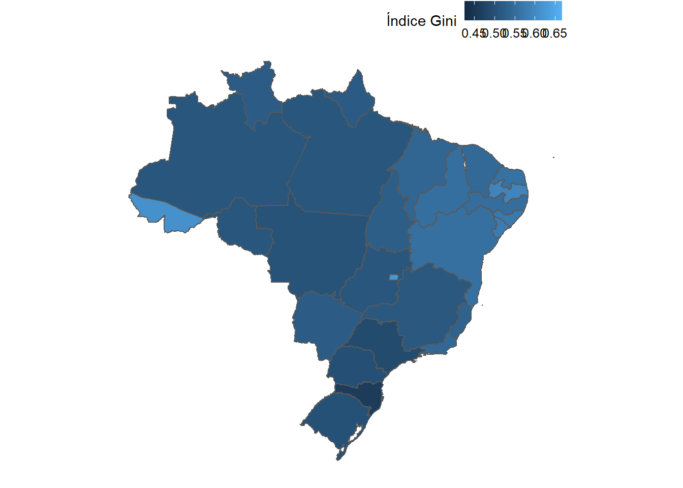 Mapa de Brasil sin coordenadas y líneas cartesianas